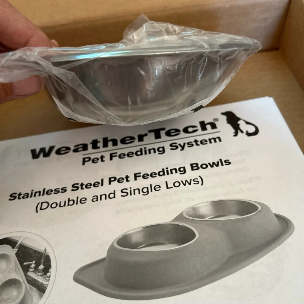 Weather Tech 8 Oz Single Low Pet Feeding Bowl DarkGrey/stainless Steel Brand New